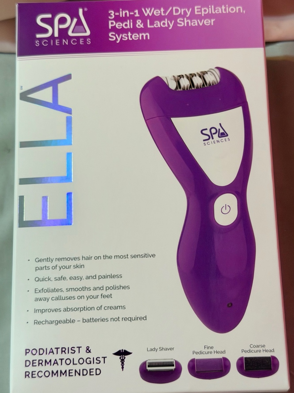 Spa Sciences Ella 3 in 1 Wet/Dry Epilator & Lady Shaver - Purple